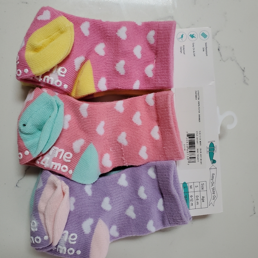 New infant boy girl non slip multicolor socks pack of 6 pairs toddler 12mo 24mo
